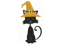 Stickmuster - Halloween Katze Hut